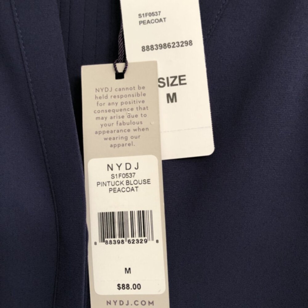 NYDJ Pleat Back Blouse, Dark Blue, Medium - Picture 11 of 12